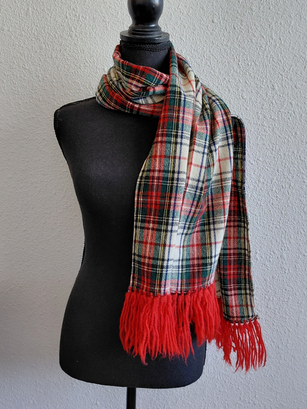 Vintage Glentex Tartan Scarf  Retro Plaid Uniform Wrap Multi Use Tie Wool/vicara